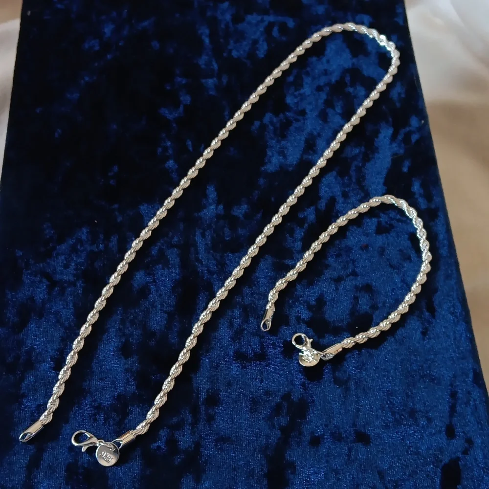 Necklace set bracelet Sterling Silver 925 Stampedqĺ